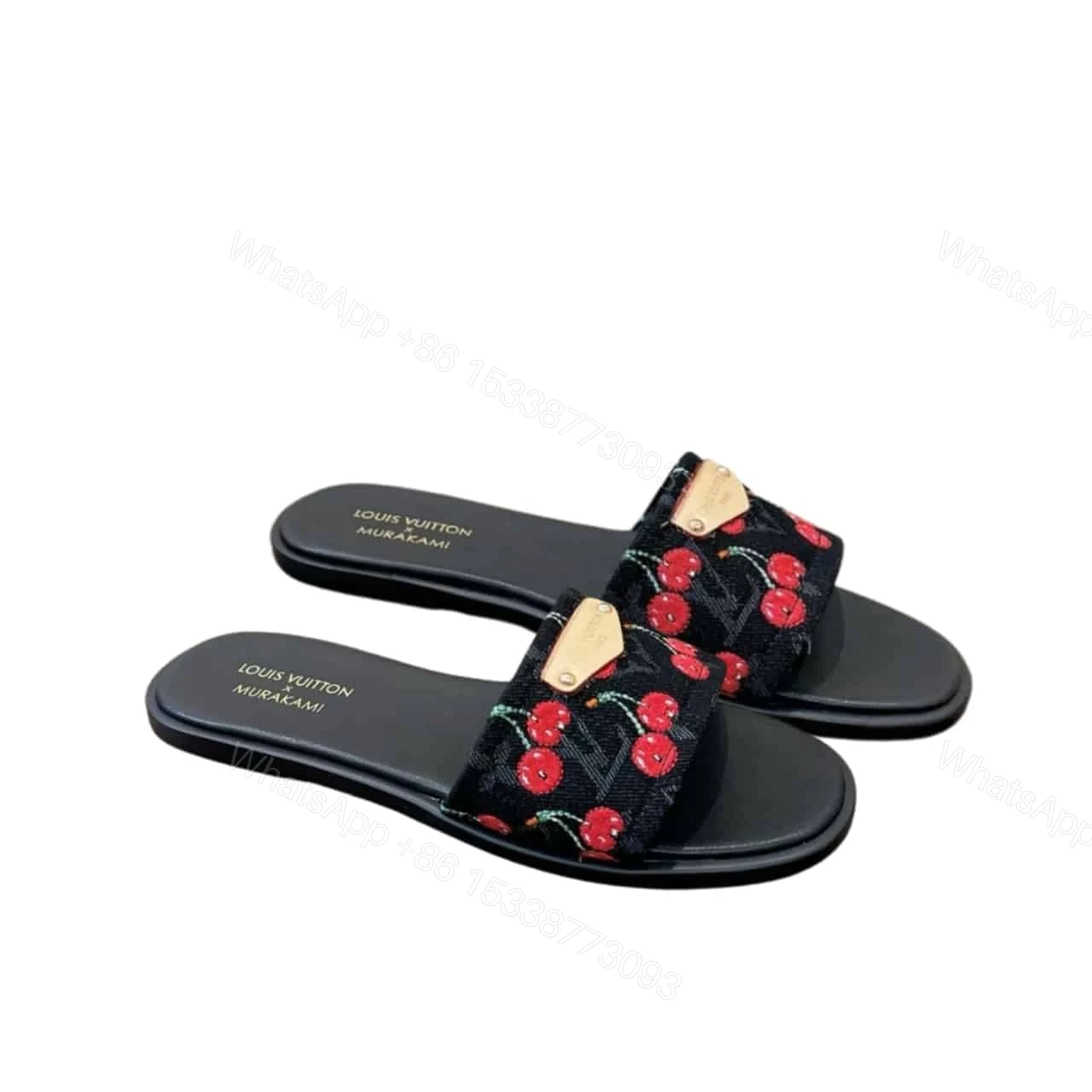 LOUIS VUITTON X TAKASHI MURAKAMI LILY FLAT MULE BLACK — view 1