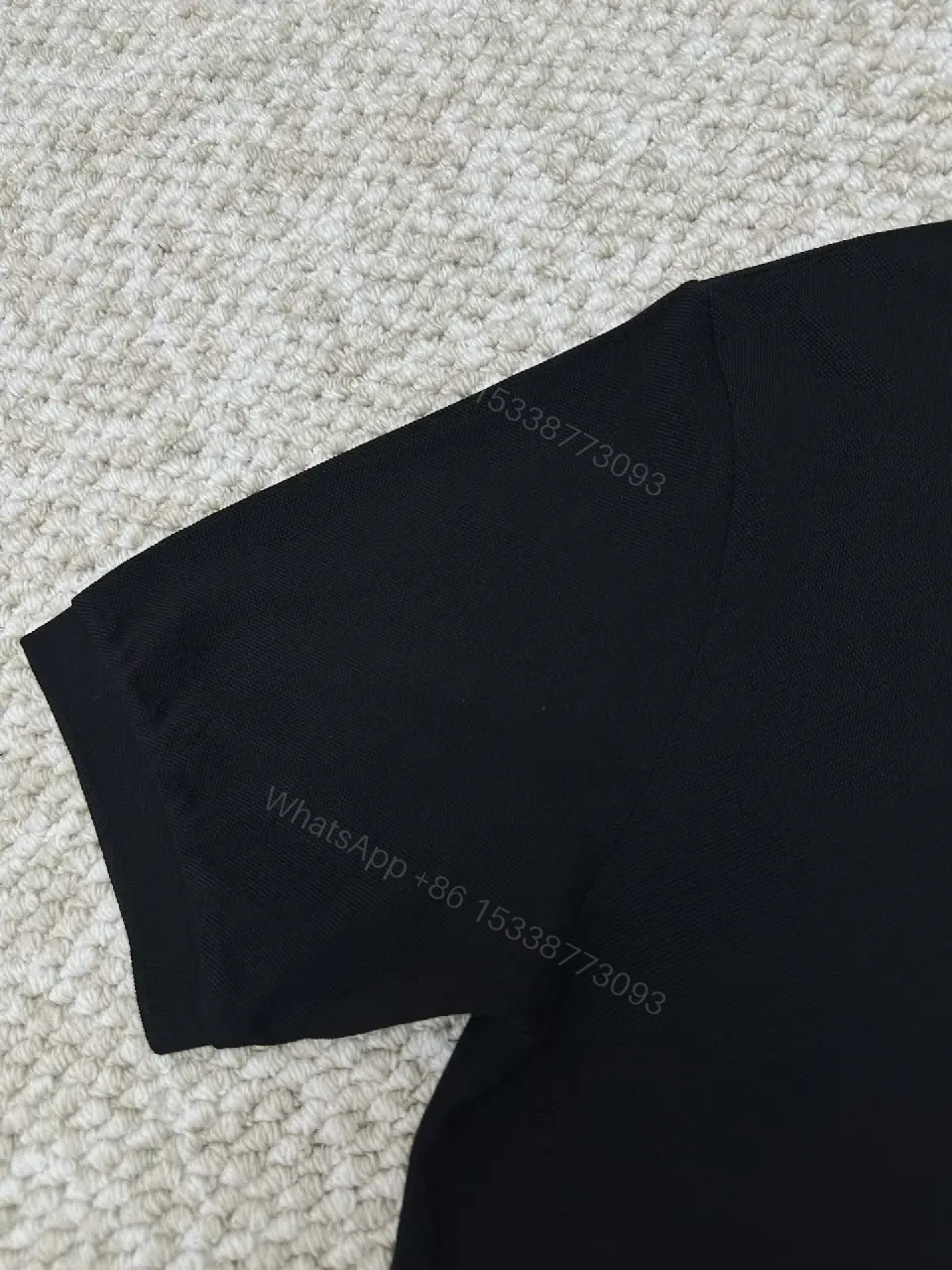 View 5 of black cotton polo shirt with logo for everyday luxury men
