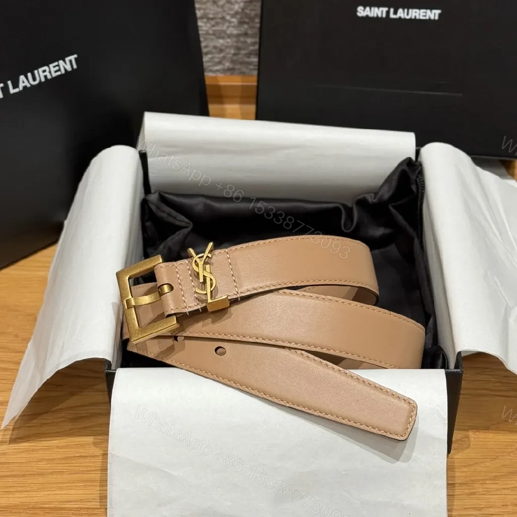 Chic Leather Belt with Gold-Tone Hardware Belt — view 1