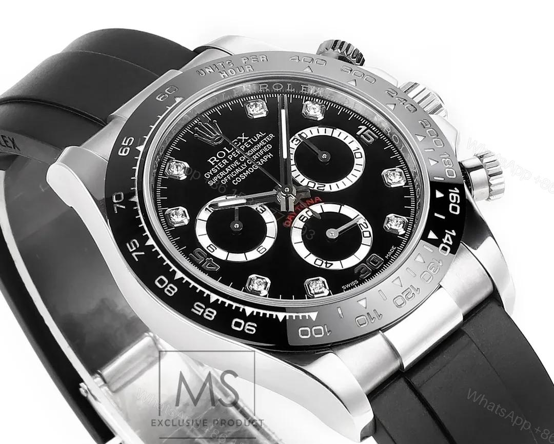 View 3 of GM Factory Clean Factory Rolex Daytona Black Rubber Strap Watch