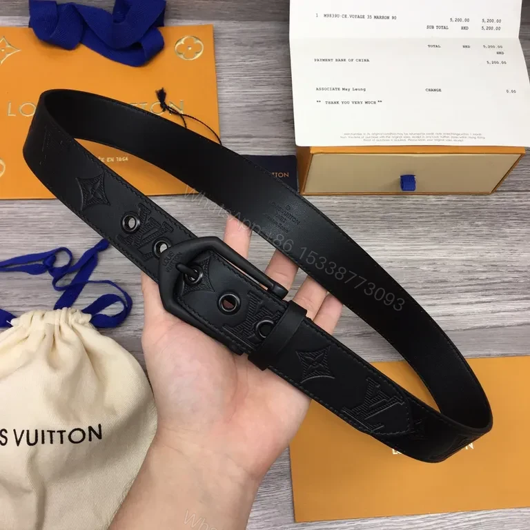 View 3 of Bold Black Leather Belt Matte Buckle â€“ Premium Casual Accessory