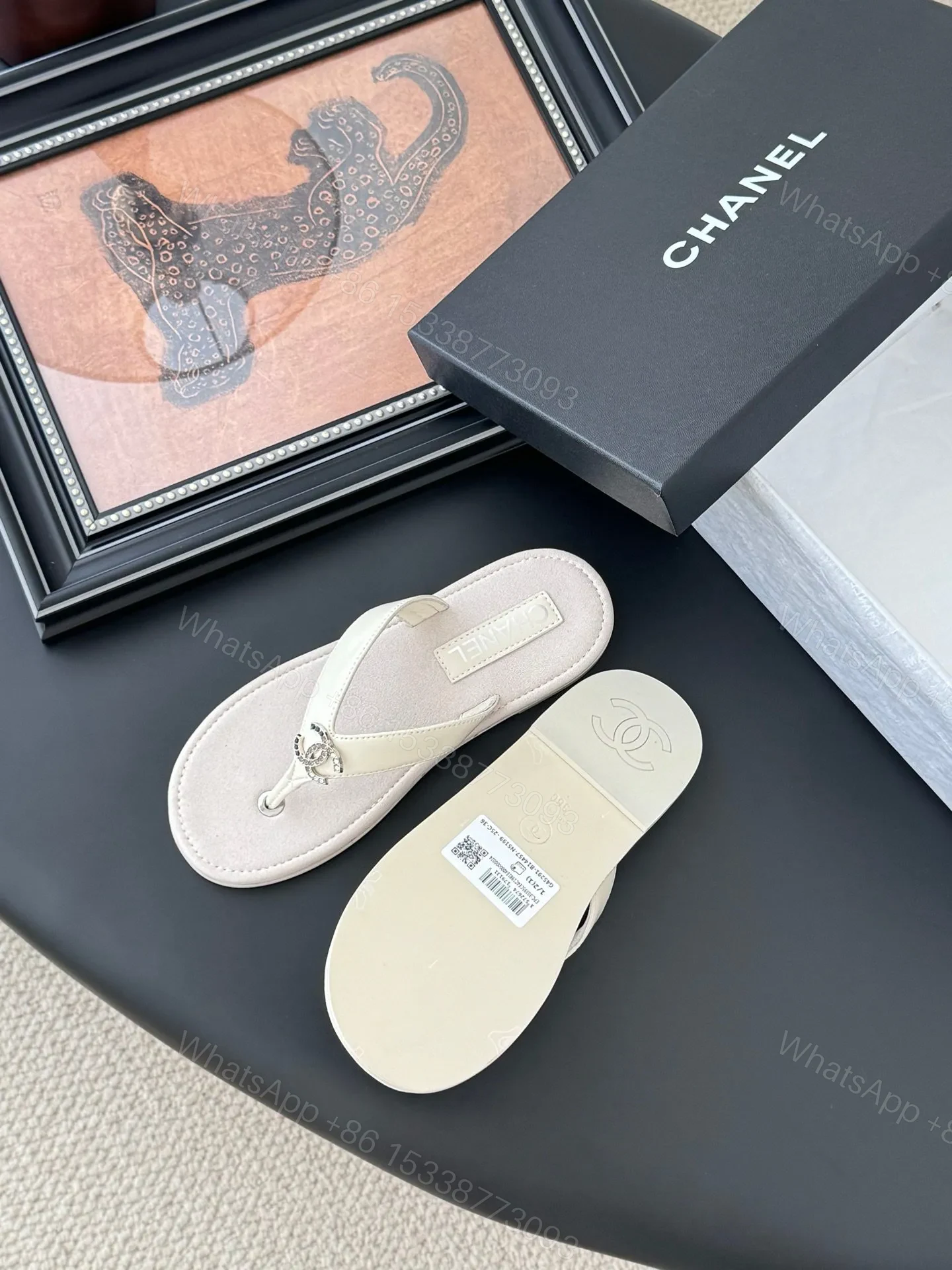 View 5 of Chanel Women White Leather Thong Sandals