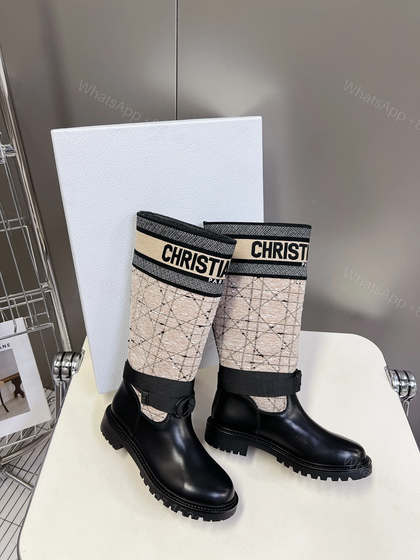 View 2 of DIOR D-Major Boots in black and beige