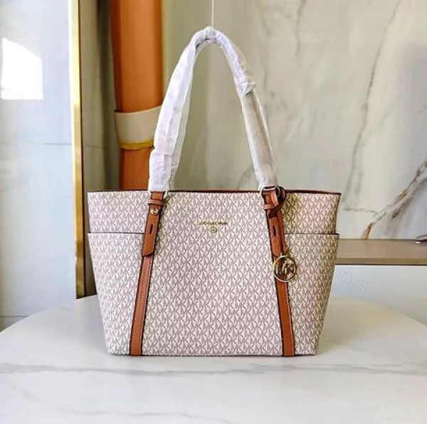 View 2 of First Copy Michael Kors MK Sullivan Zipper Tote Bag Coffee & Beige