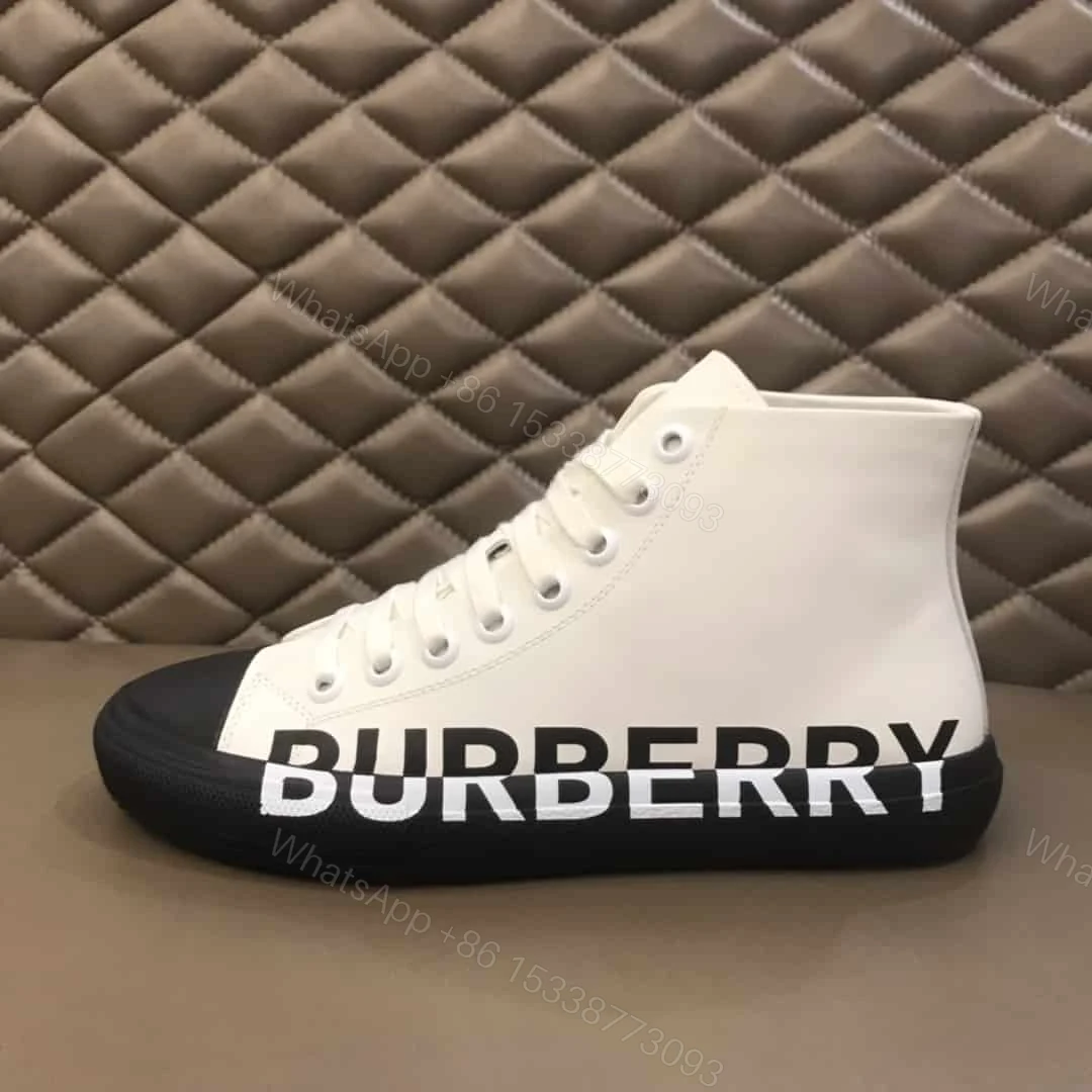 View 5 of BURBERRY LOGO PRINT GABARDINE HIGH-TOP SNEAKERS – BBR32