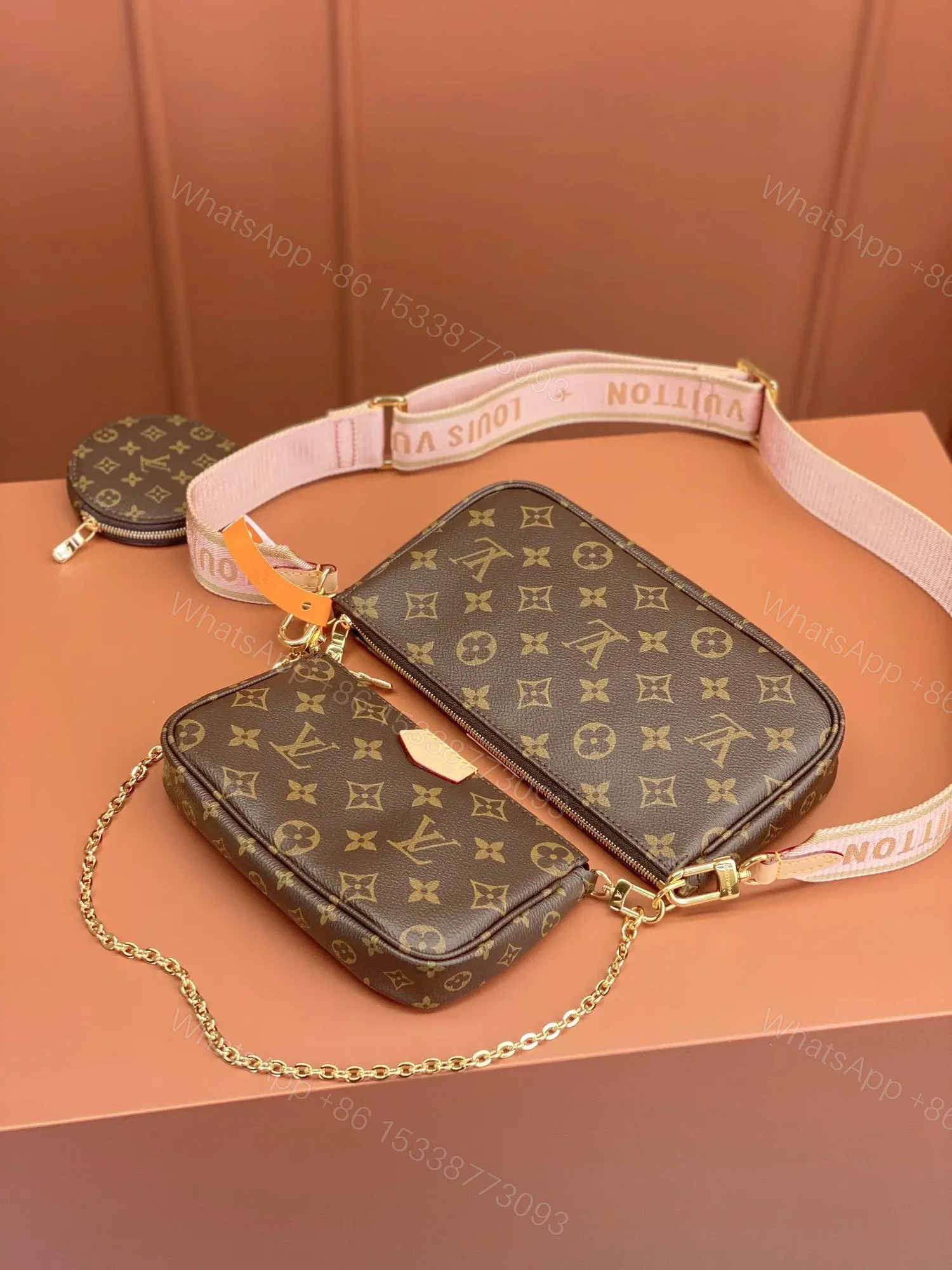 View 4 of Louis Vuitton LV Multi Pochette Handle Monogram Handbags 24x16x6cm
