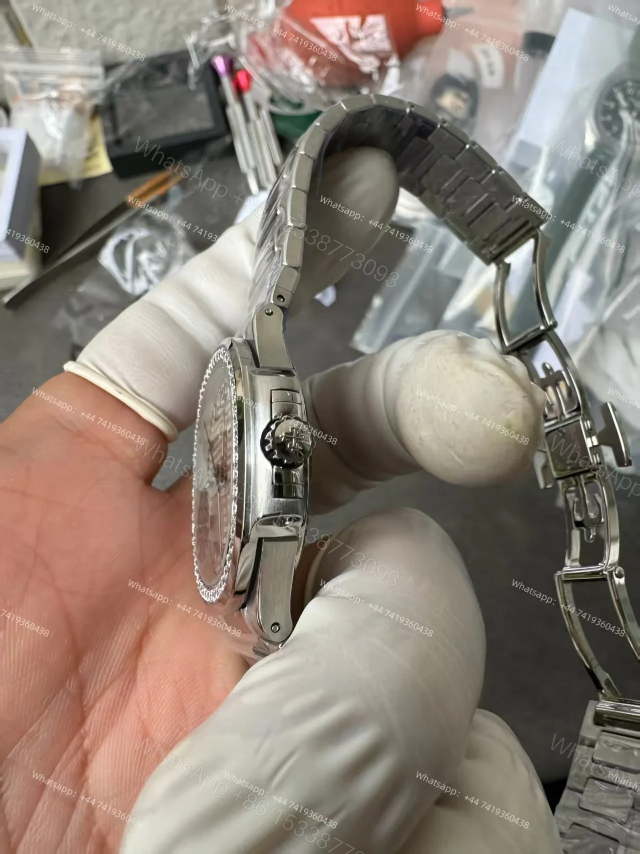 View 12 of Patek Philippe Super Clone Nautilus 7118/1200A-010 White Dial Diamond Bezel 35.2mm