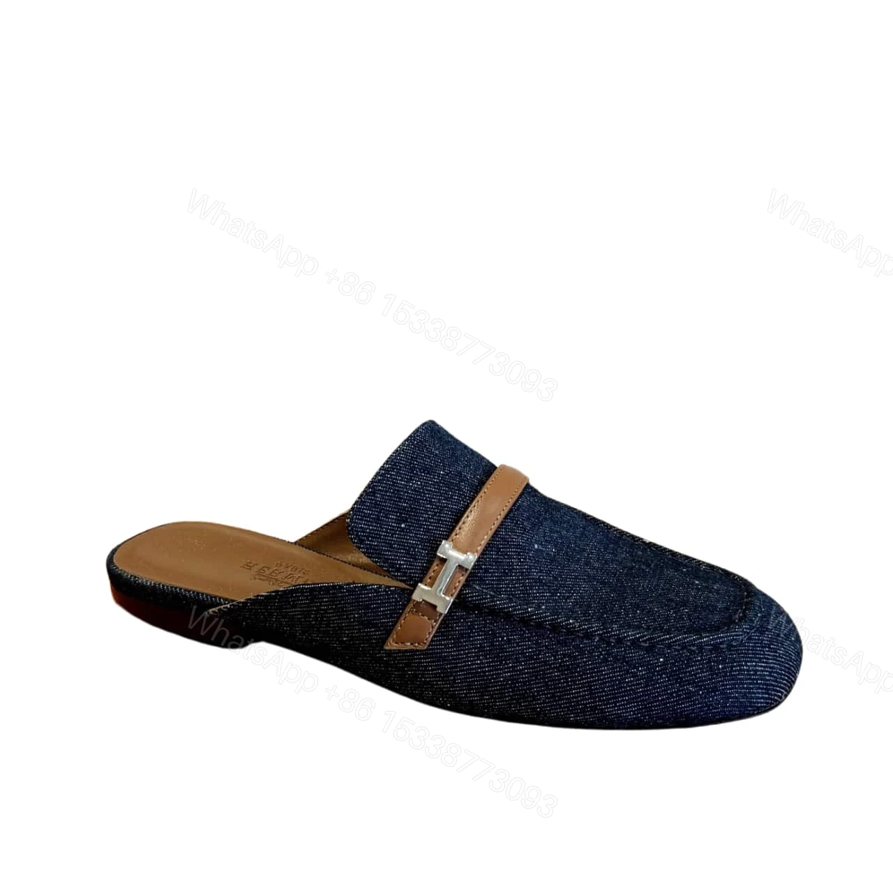 HERMES LENA MULE DENIM DARK BLUE — view 1