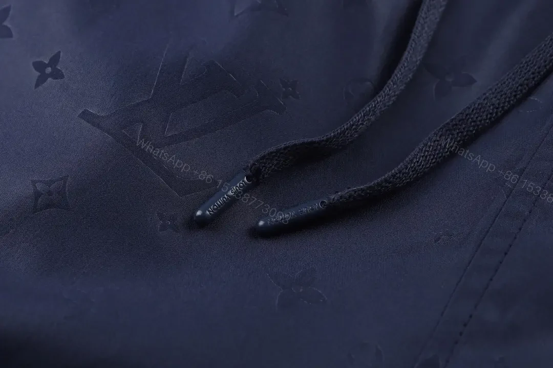 View 6 of Blue Leather-Look Louis Vuitton Monogram Print Shorts