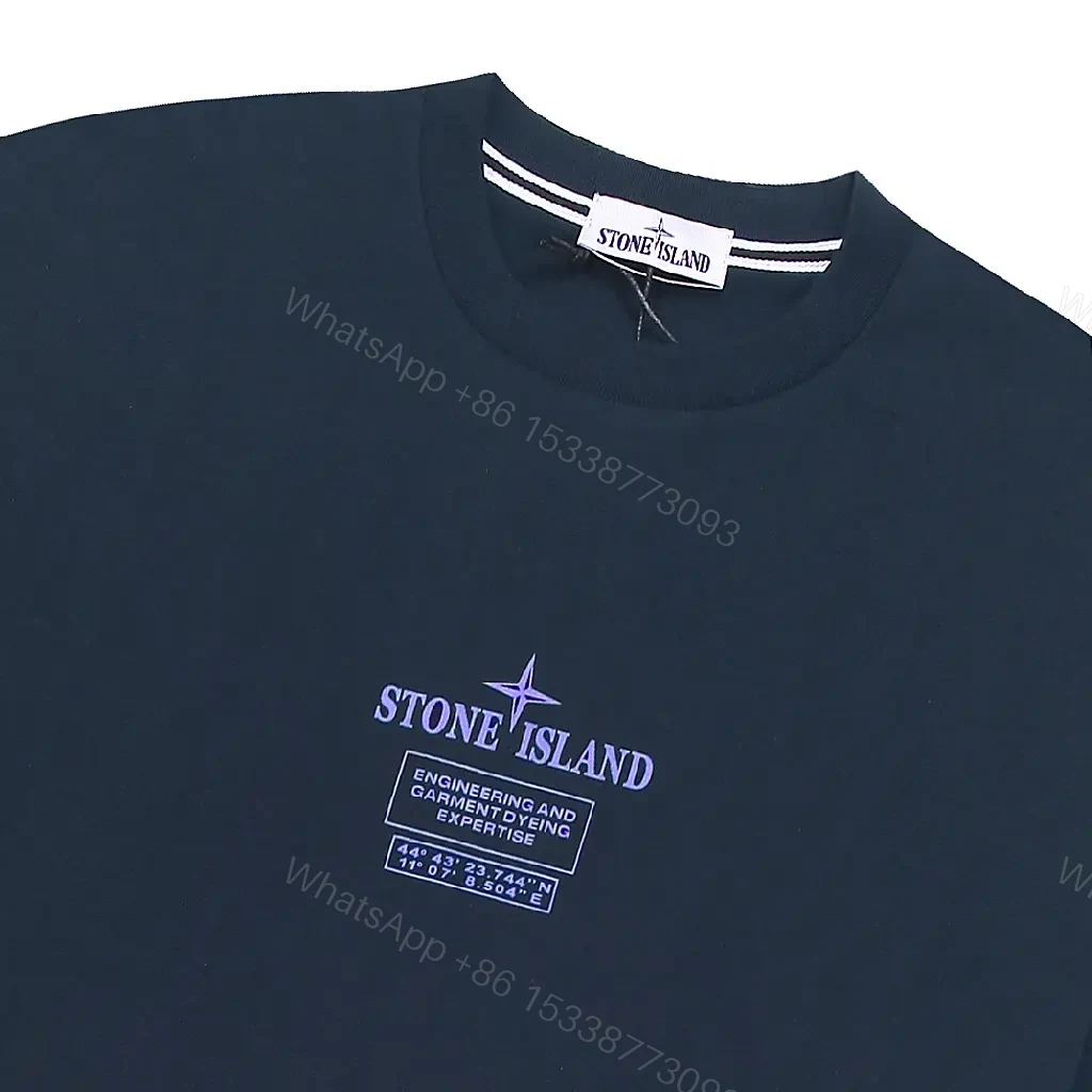 View 8 of Navy Cotton Relaxed Tee with Subtle Graphic Detail