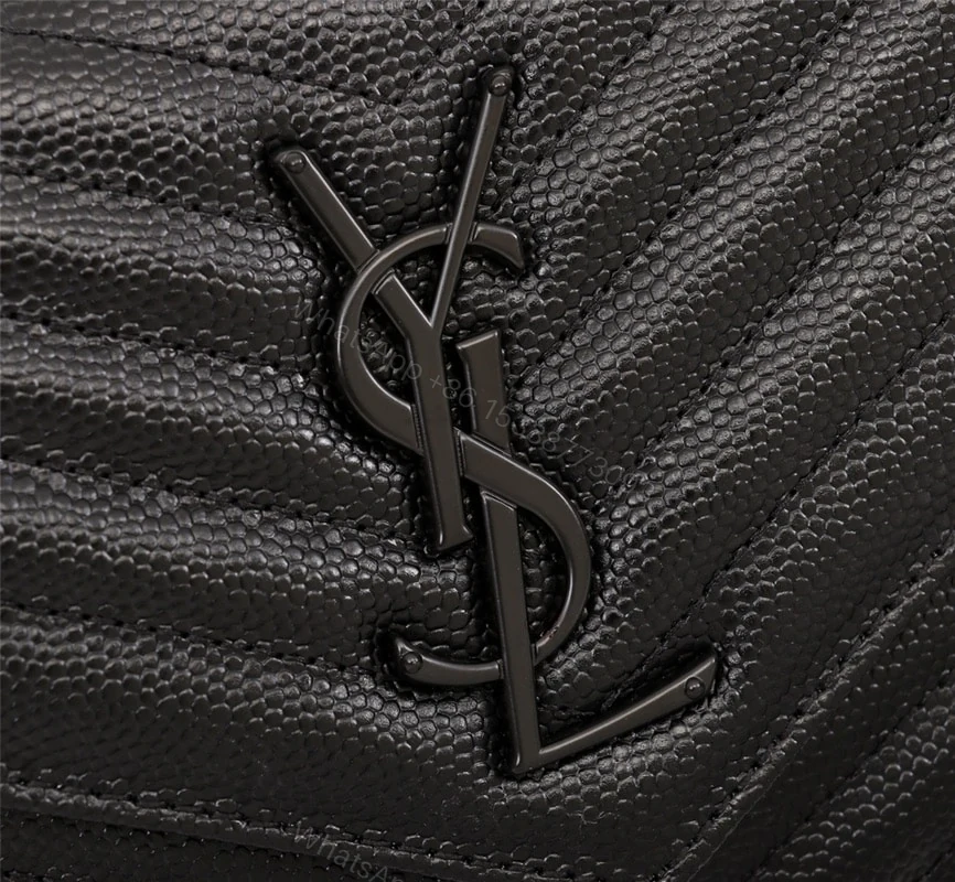 View 7 of Saint Laurent Cassandre Matelassé Chain Wallet In Grain De Poudre Embossed Black Noir 22Cm