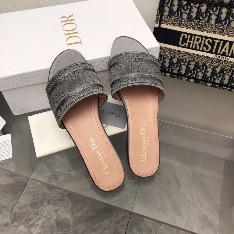 View 2 of Metallic Knit Luxe Slides: Dior Signature Comfort Slip-Ons