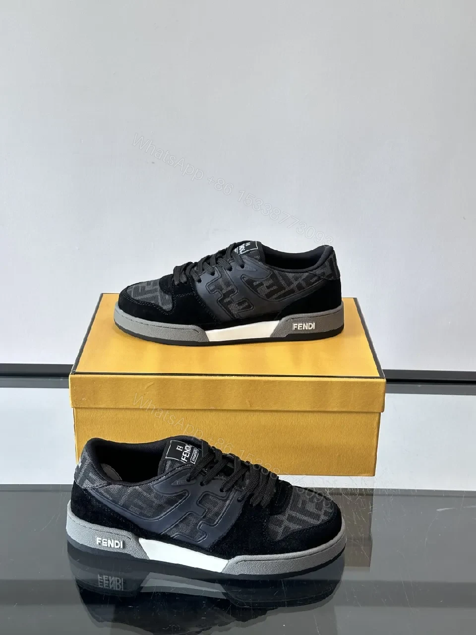 View 8 of Dark Luxe Monogram Platform Sneakers - High-Top Comfort