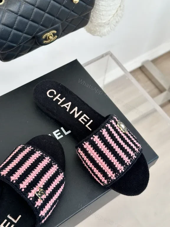View 7 of BouclÃ© Stripe Chanel-Inspired Slip-Ons: Luxe Comfort Slides