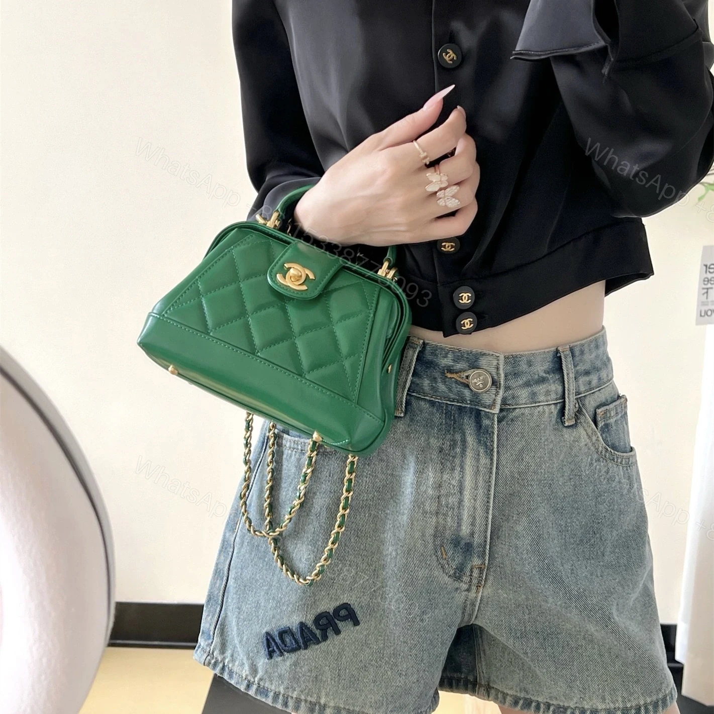 View 24 of 高仿Chanel*24A系列AS4959拋光小羊皮單肩包綠色免檢版