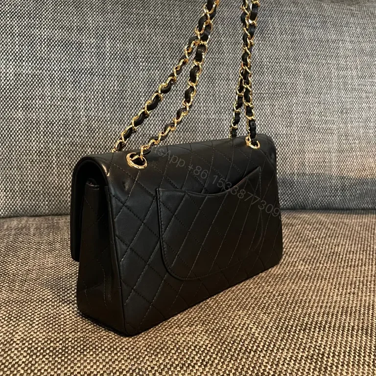 View 5 of Chic Black Quilted Bag + Gold Chain â€” Luxe Carry