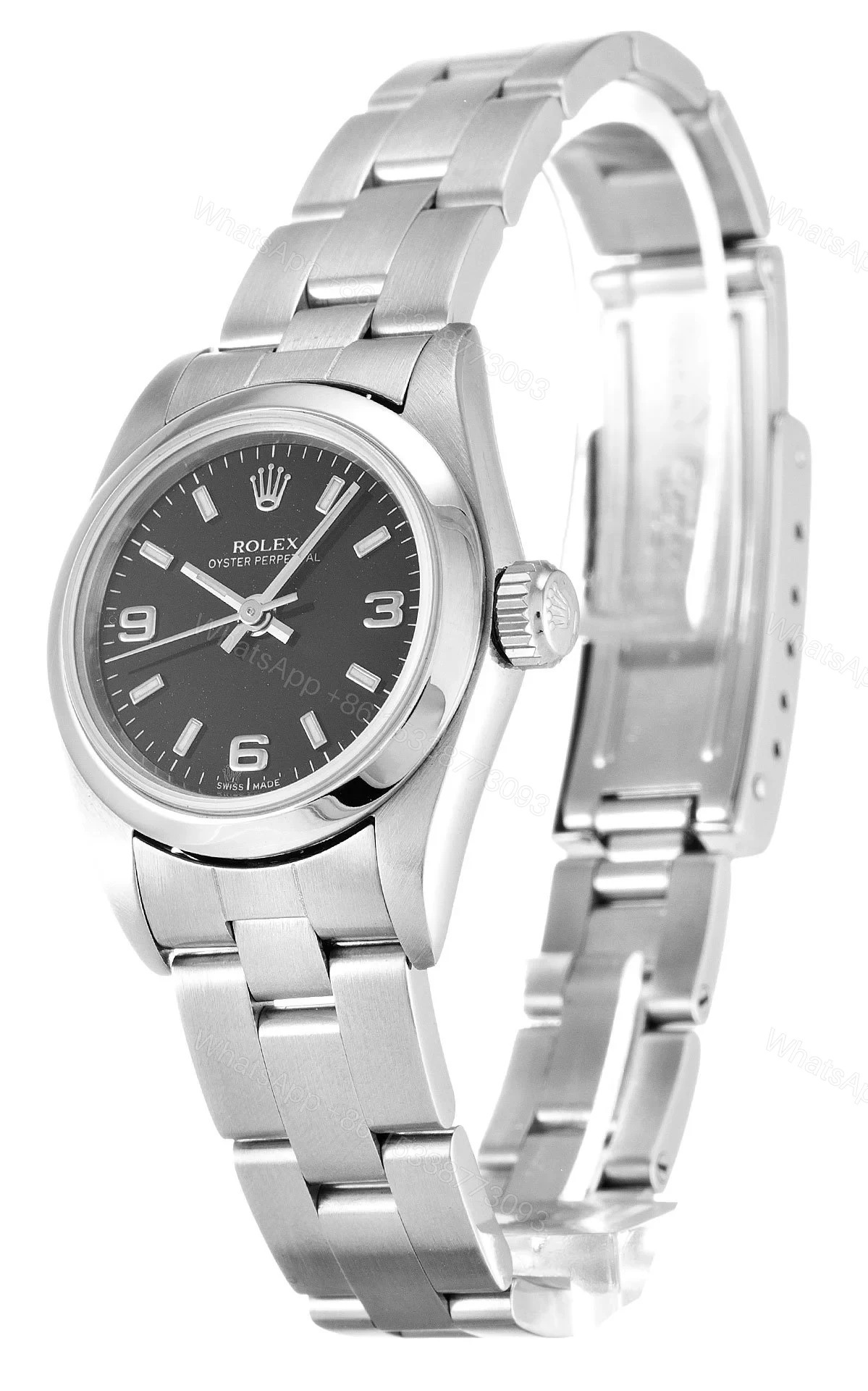 View 2 of Replica Rolex Oyster Perpetual Lady Black Dial 67180 26 mm