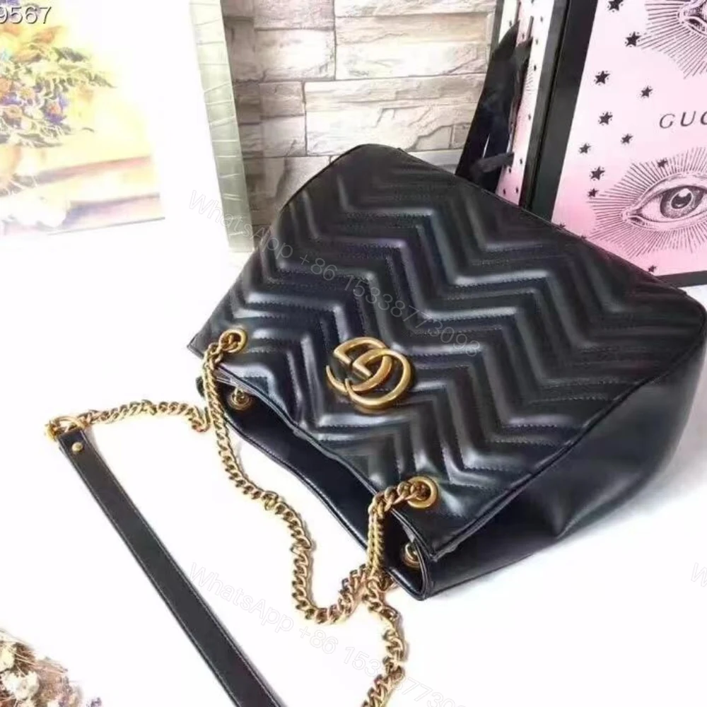 View 4 of Gucci GG Marmont Shoulder Bag Black 32Cm 453569 DRW1T 1000