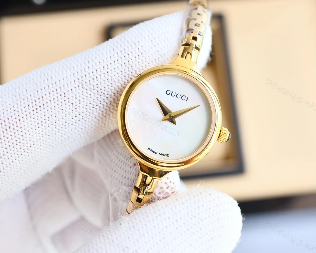 View 3 of Gucci Ladies Watch Round Case With Slim Dial Gold In White 22Mm