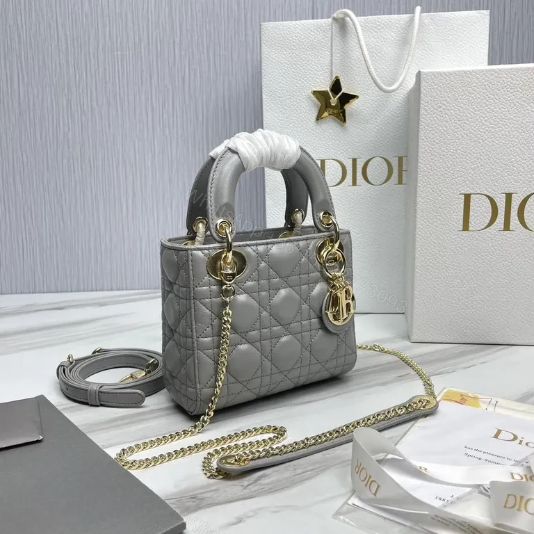 View 8 of Grey Quilted Charm Mini Handbag: Couture-Grade Luxury Bag