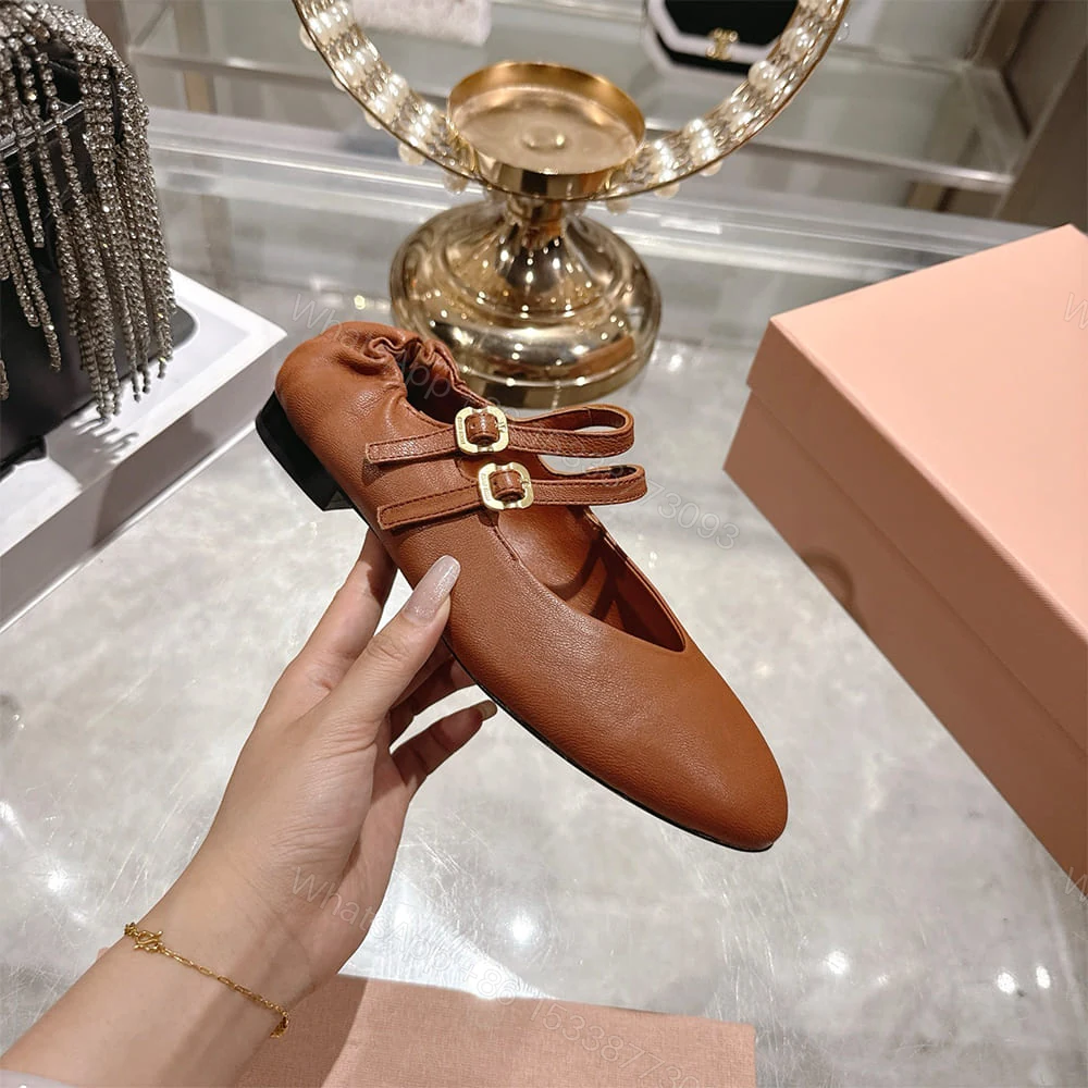 View 6 of MIUMIU Ruched Nappa Leather Ballet Flats 609883