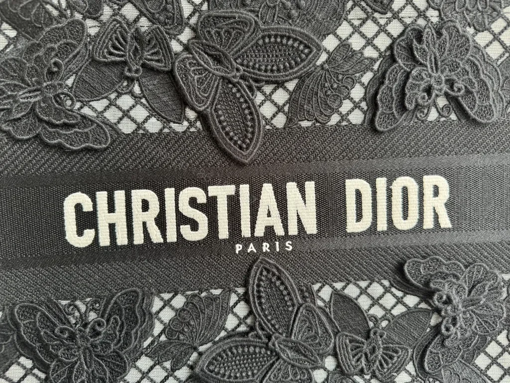View 3 of Black Lace Dior Paris Tote: Luxe Statement Designer Bag