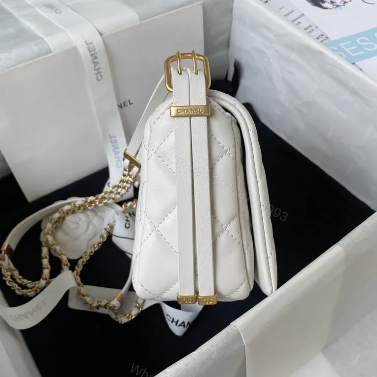 View 3 of Ivory Quilted Leather Flap Bag â€” Luxe Everyday Carry