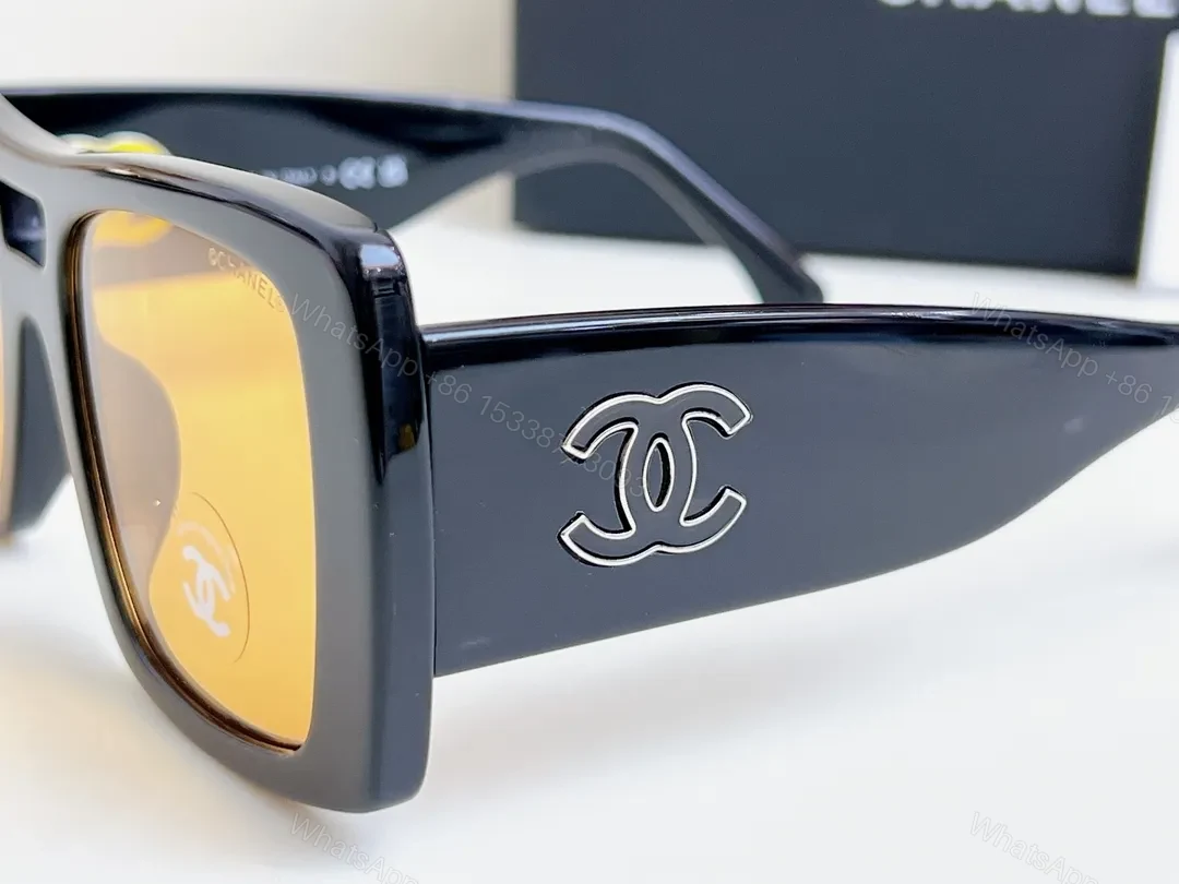 View 4 of Bold Blocky Frames + Amber Lenses Sunglasses