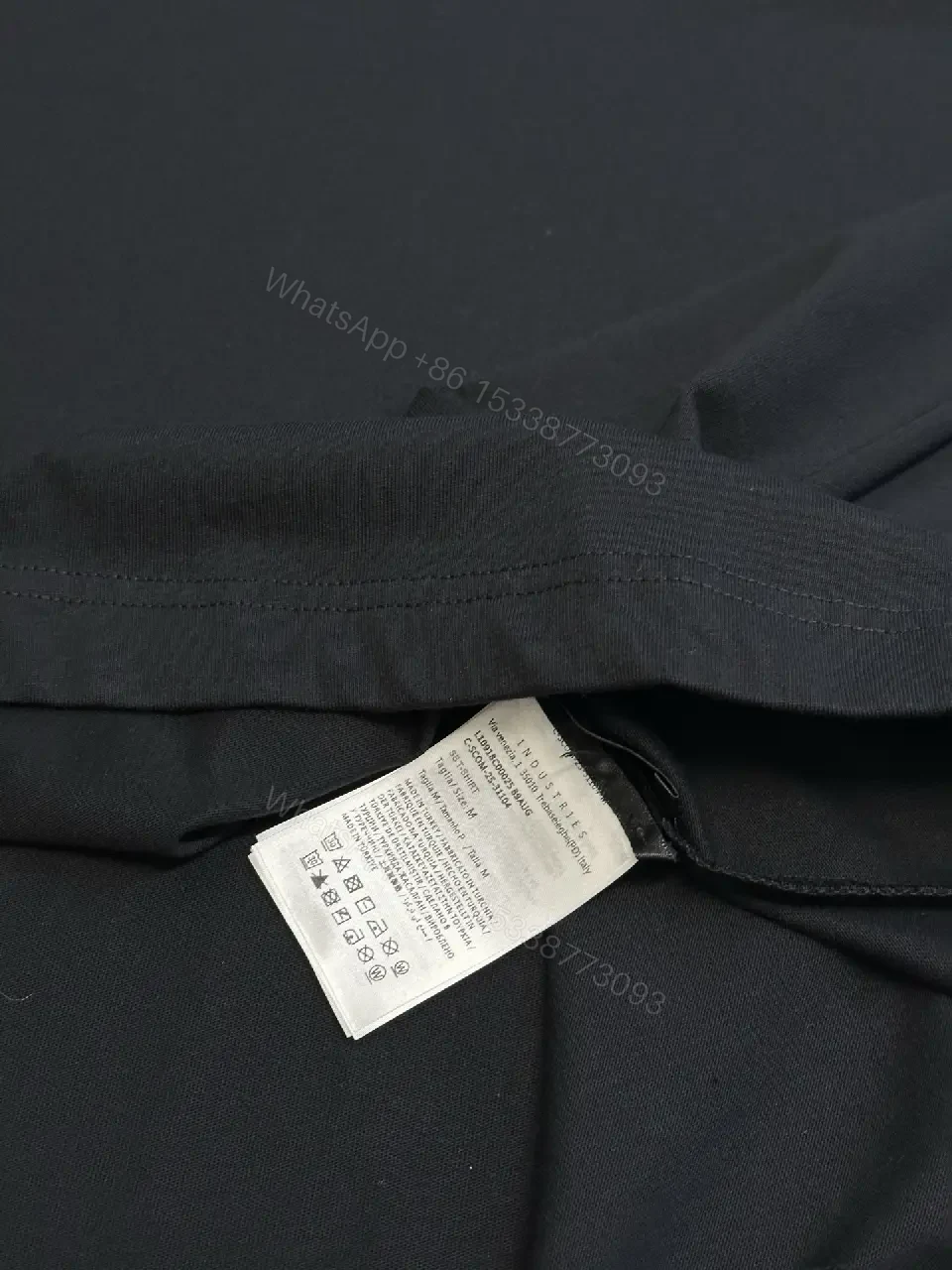View 6 of Textured Logo Black Tee with Subtle Hardware - Premium Cotton Blend