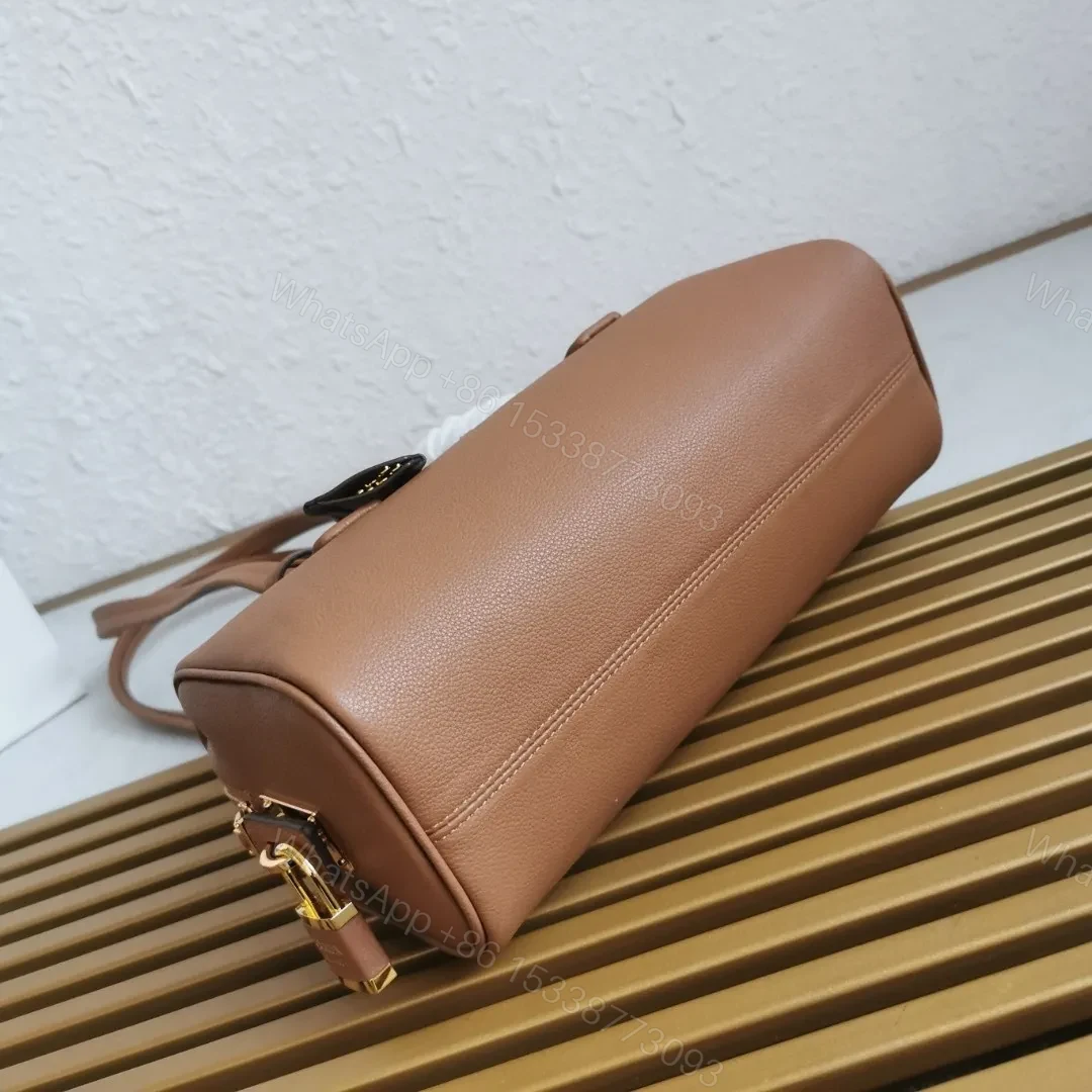 View 3 of Prada Caramel Medium leather top-handle bag with padlock