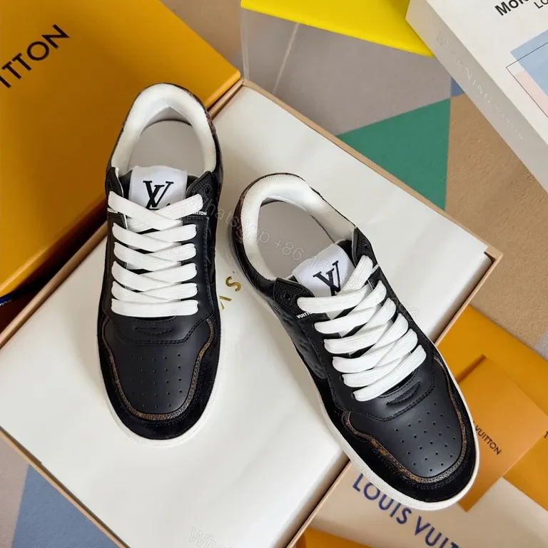 View 3 of Luxury LV-Style High-Top Sneakers: Contrast Craftsmanship