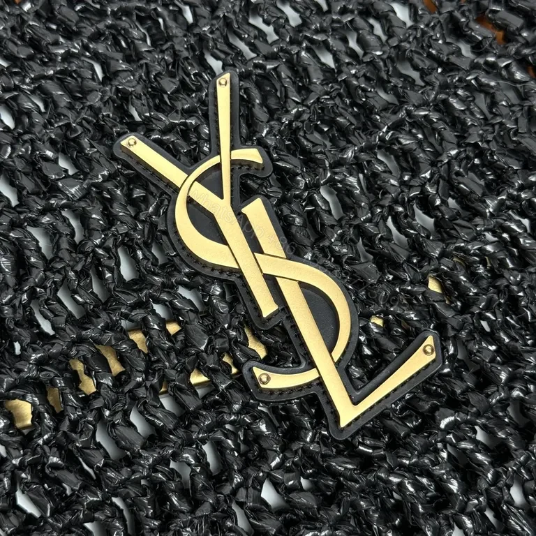 View 8 of Black Croc-Texture Tote with Gold YSL Logo â€“ Everyday Luxury Tote