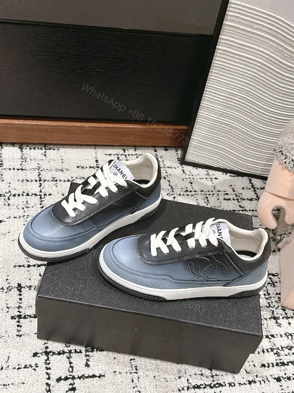 View 7 of Gradient Leather Sneakers: Urbane Comfort, Polished Detail