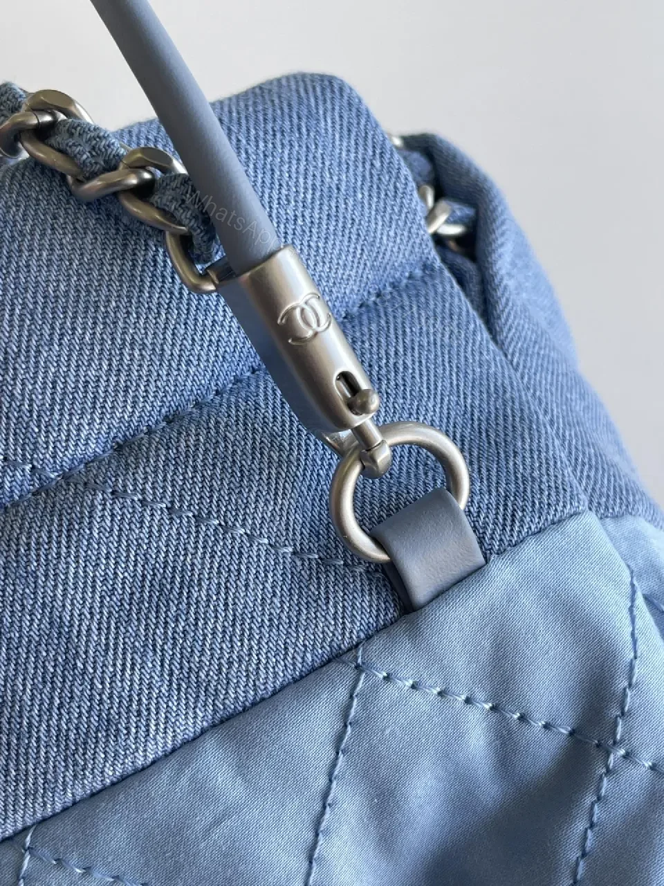 View 5 of Denim Chic Chain-Detail Bag: Modern Texture, Classic Flair