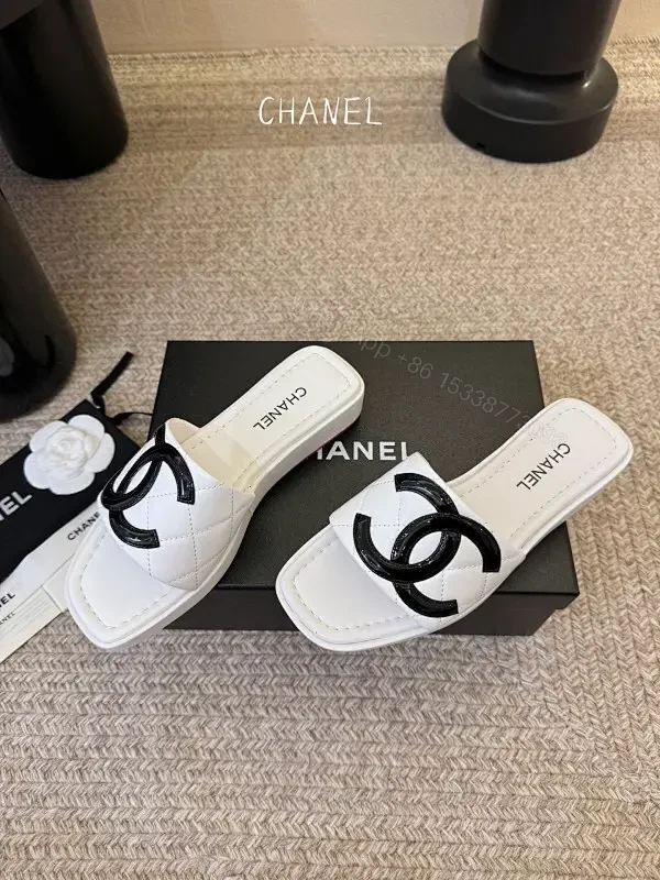 White Quilted Slide — Luxe Minimalist, Cushioned Comfort — view 1