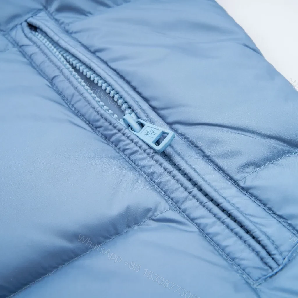 View 3 of Sky Blue Lightweight Puffer Jacket with Premium Patch, Unisex Style