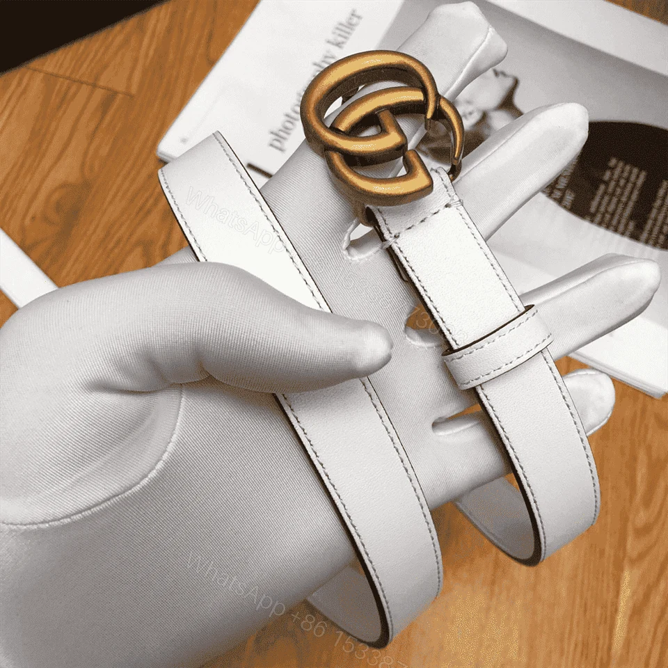 View 2 of GUCCI WHITE LEATHER BELT WITH DOUBLE G BUCKLE – B15