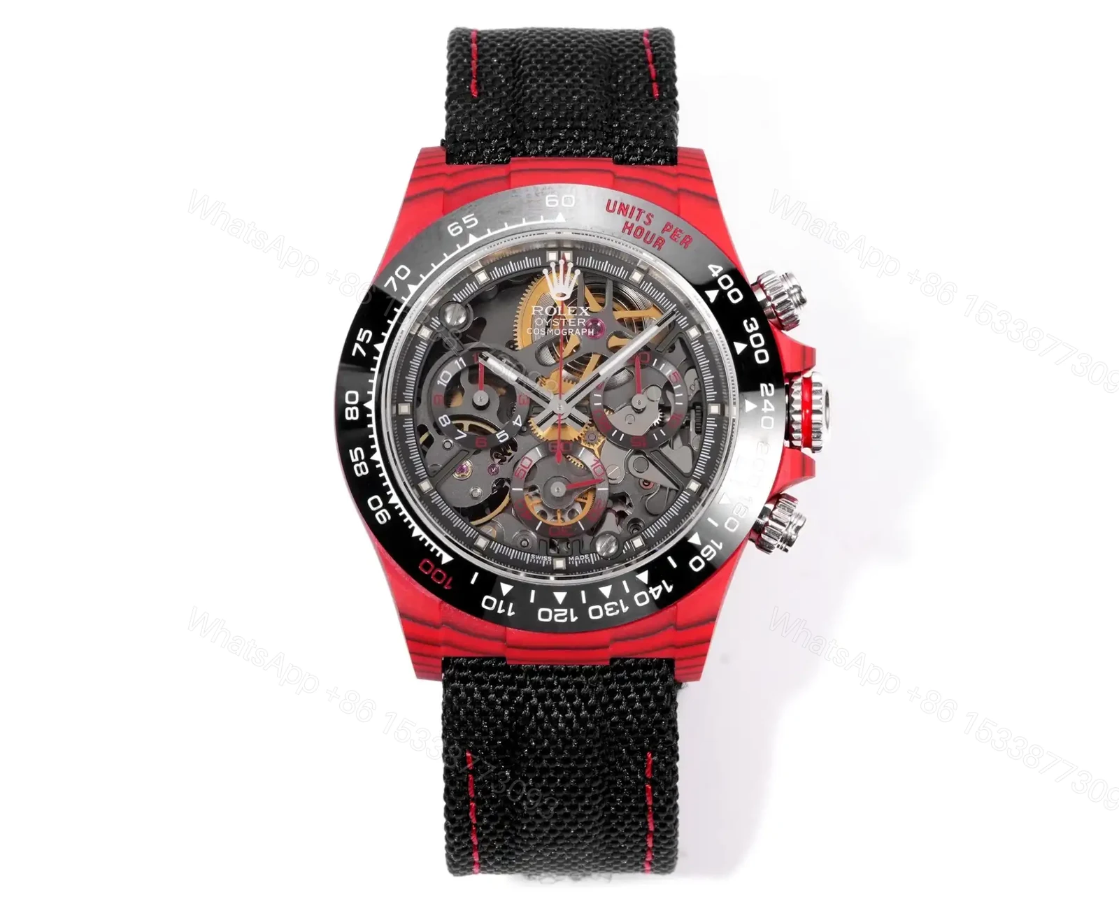 Rolex Daytona Carmine Red Skeleton Replica ROLEX-DAYTONA-RED-SK — view 1