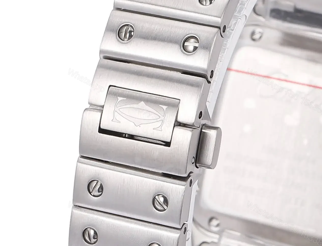 View 6 of Cartier super clone Santos White Dial Diamond Steel Bracelet Premium 40MM RG-CARTIER-SANTOS-WHT-DIA-STL-40
