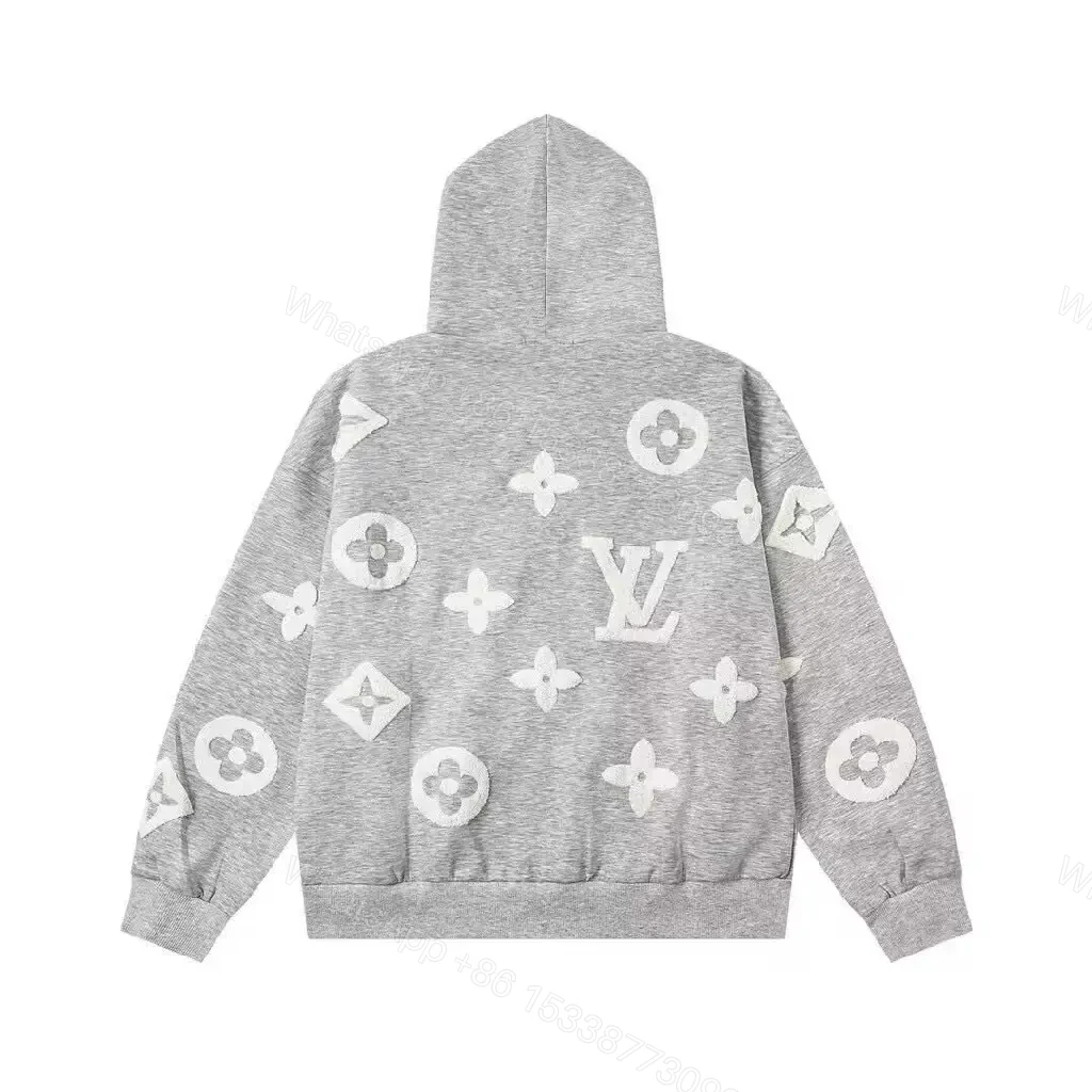 View 2 of Charcoal Charcoal Gray Fleece Zip Hoodie: Subtle LV Motifs Comfort
