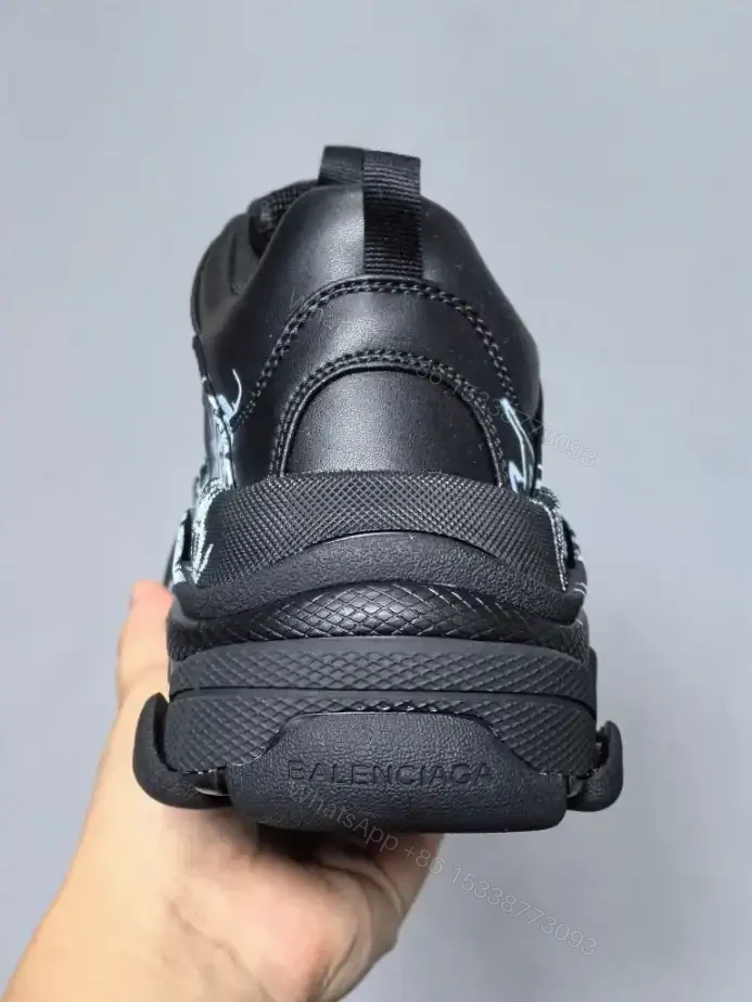 View 7 of BALENCIAGA TRIPLE S SNEAKER IN BLACK AND WHITE DIY METAL ARTWORK PRINTED COWSKIN – BB270