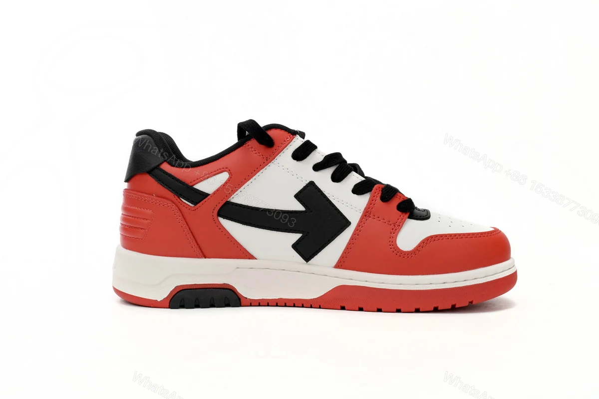 View 3 of OFF-WHITE Out Of Office OOO Low Tops Black White Red OMIA189S23LEA0012510