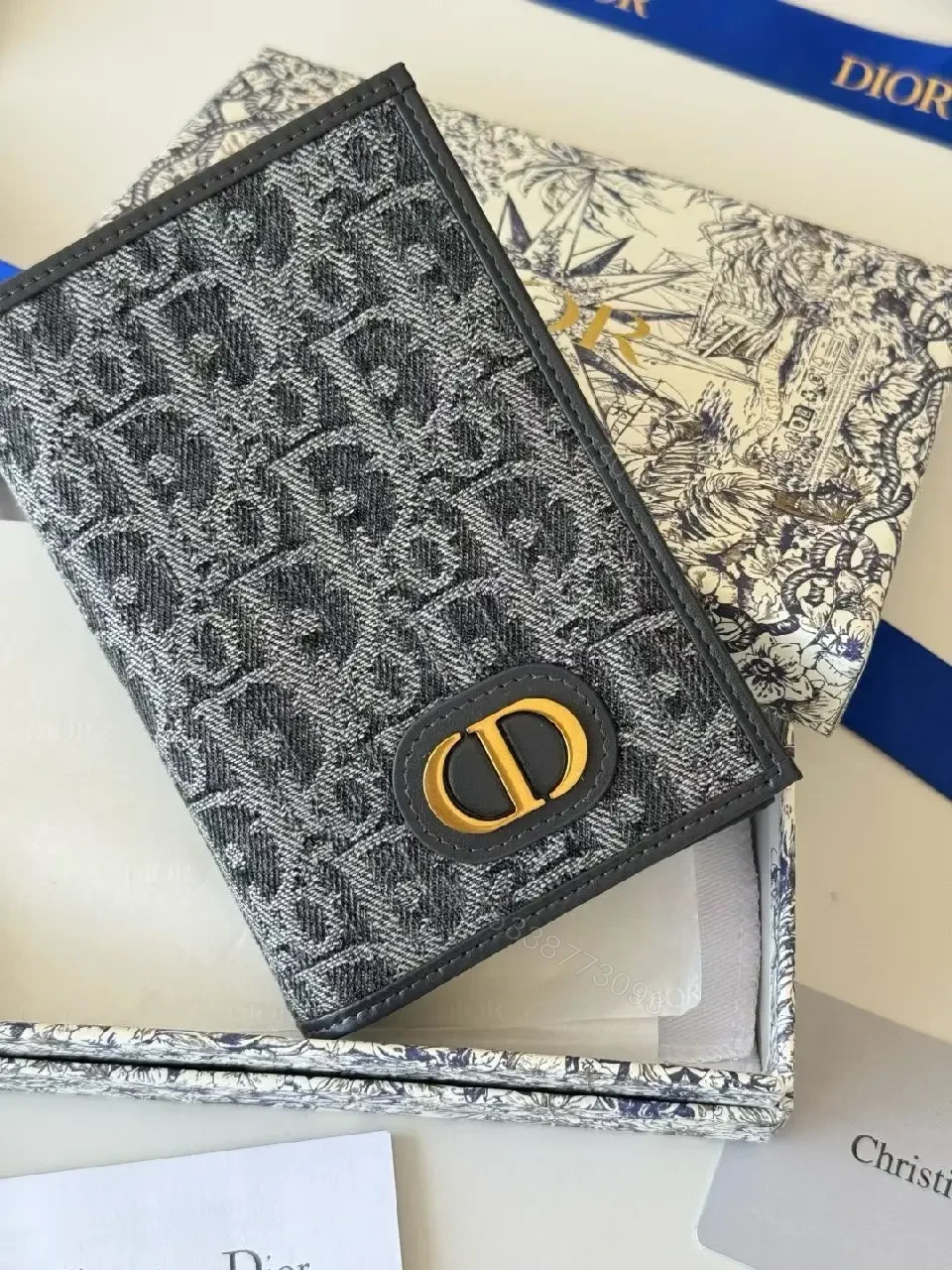 View 4 of Monochrome Textured Wallet with Gold Hardware - Luxe Style