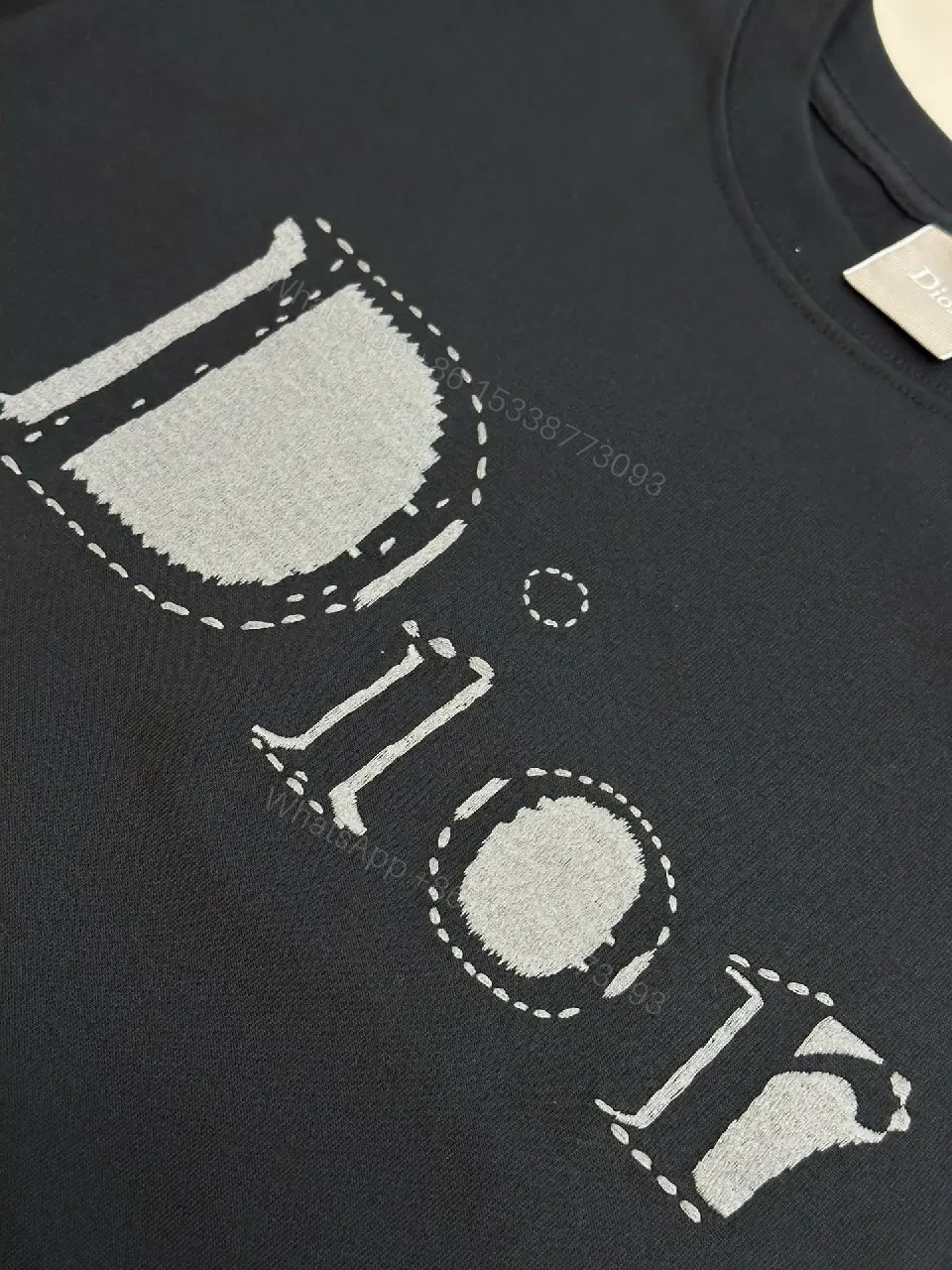 View 10 of Minimalist Black Cotton Tee: Subtle Dior-Inspired Luxury Knit
