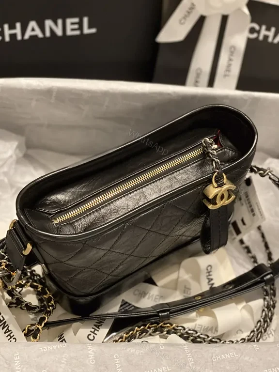 View 3 of Chanel-Inspired Quilted Leather Crossbody with Gold Hardware