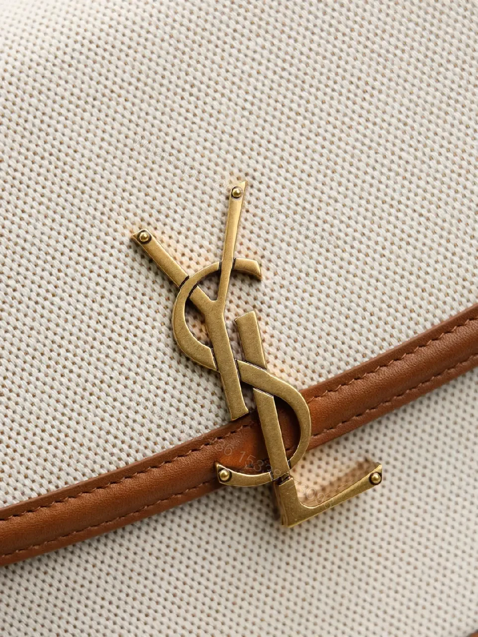 View 8 of Textured Crossbody Bag: Gold Hardware, Leather Trim, Chic Modern