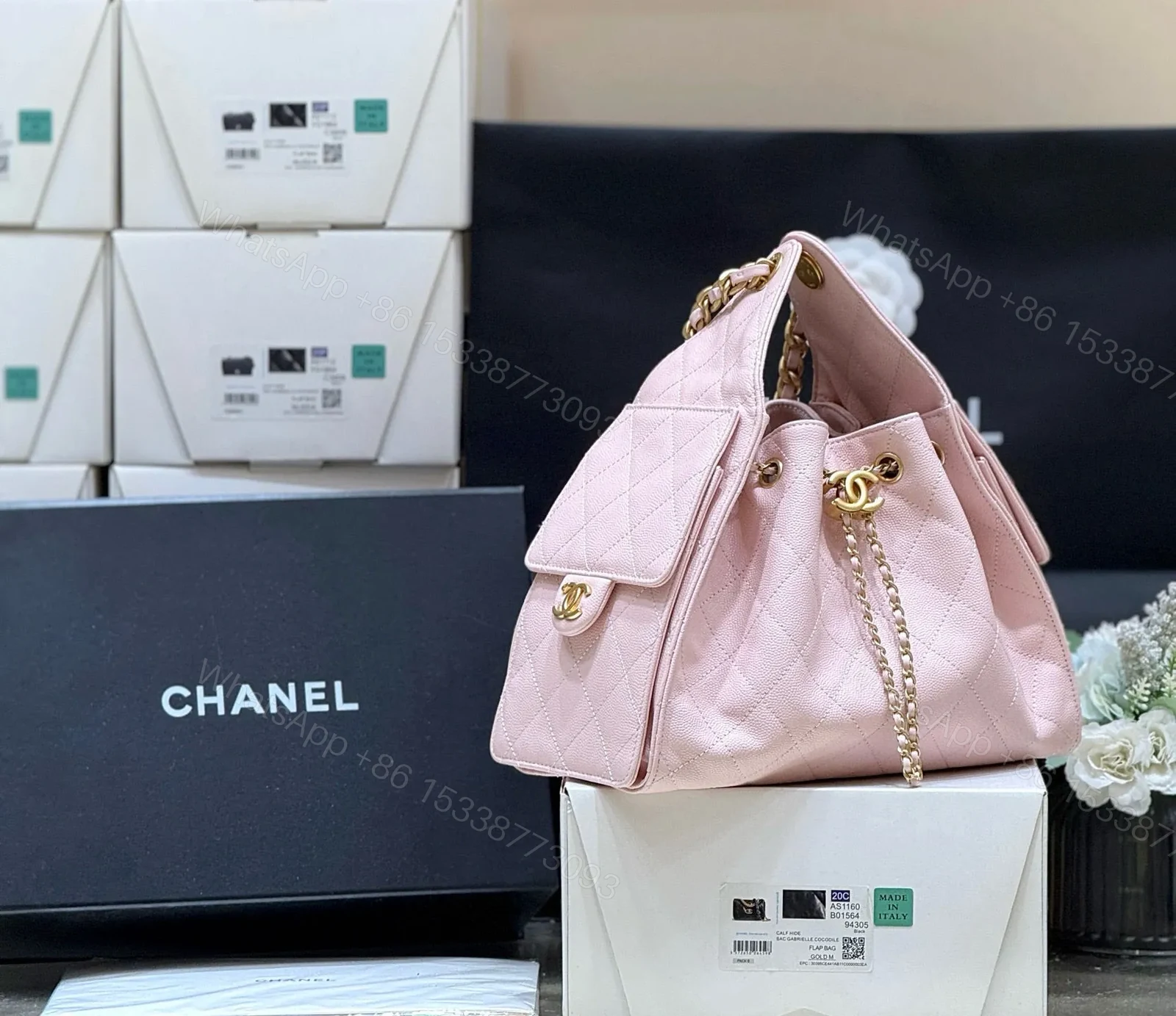 View 2 of CHANEL 25 HANDBAG IN PASTEL PINK WITH GOLD HARDWARE
