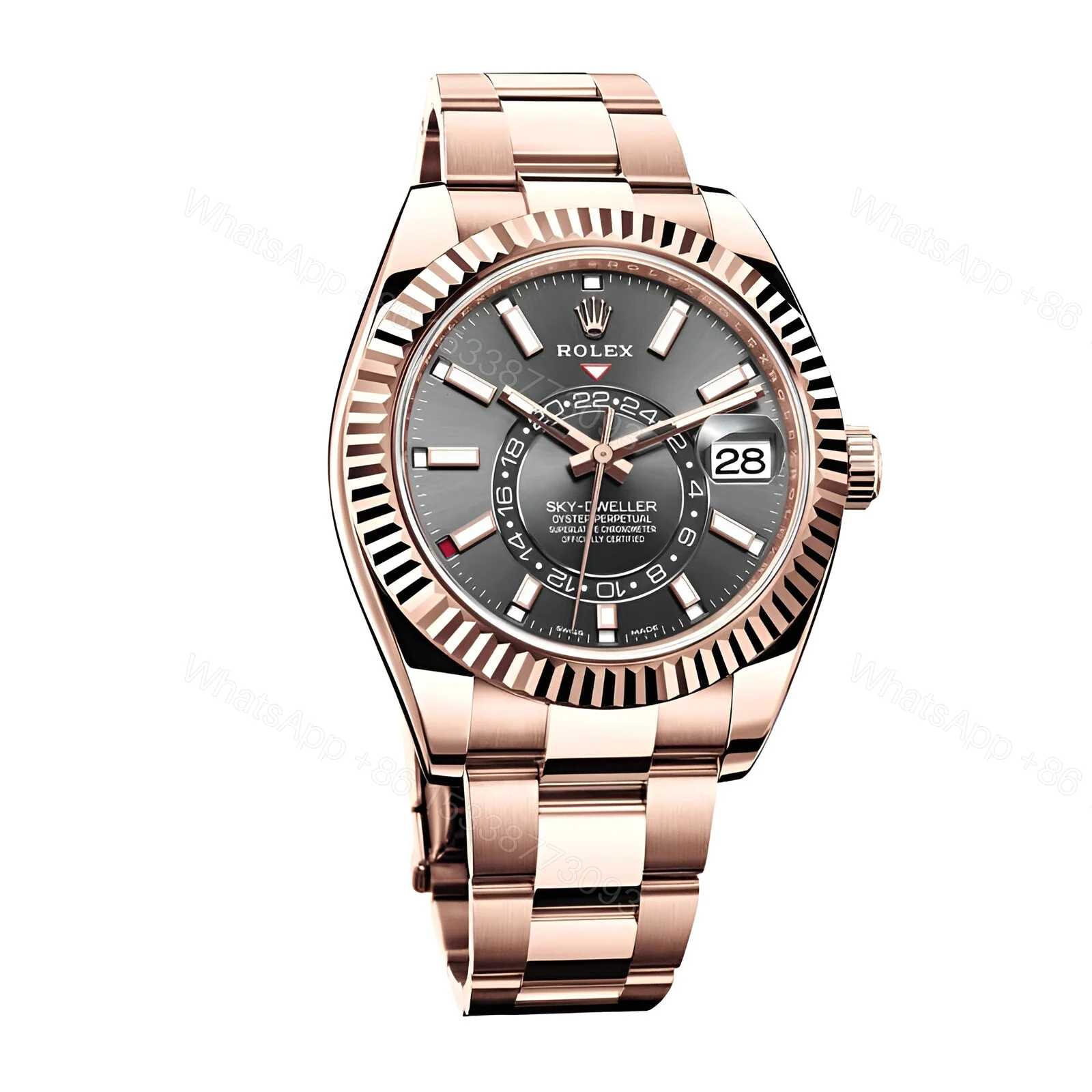 View 2 of Rolex Sky-Dweller 326935-0007 SRO Automatic Everose Rhodium Dial Oyster Replica