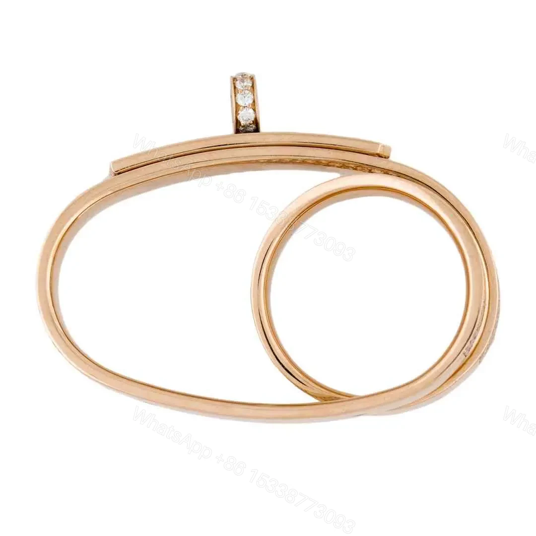View 3 of 18k Gold Hermes Diamond Kelly Gavroche Double Rings