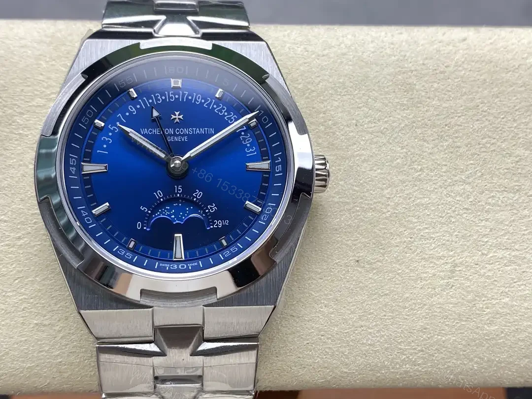 Vacheron Constantin Overseas Moon Phase Retrograde Date Stainless Steel Blue Dial 4000V/210A-B911 — view 1